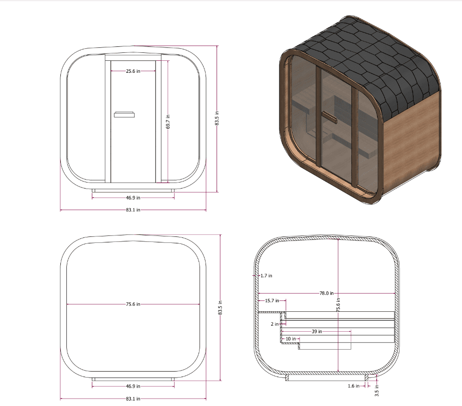 Mande MW12 Outdoor Sauna - ThermoWood® Design for Patios